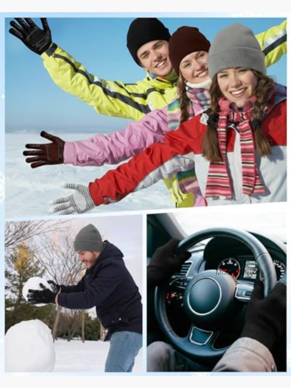 Unisex Knit Beanie and Gloves Set Stretchy Touch Screen Gripper Winter Warm - Picture 7 of 7